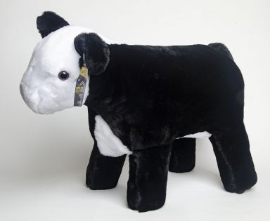 Large Plush Steer Black Baldy